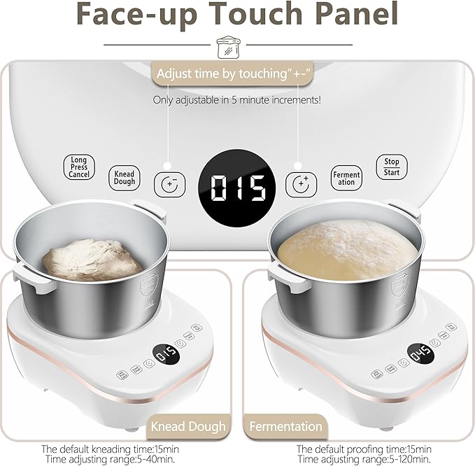 AIZIYO DoughChief, 5.3QT Dough Mixer, Dough Maker with Ferment Function, 304 Stainless Steel Bowl, Removeable lid, Touch Panel Control, Electric Dough Proofing Box for Pizza & Bread