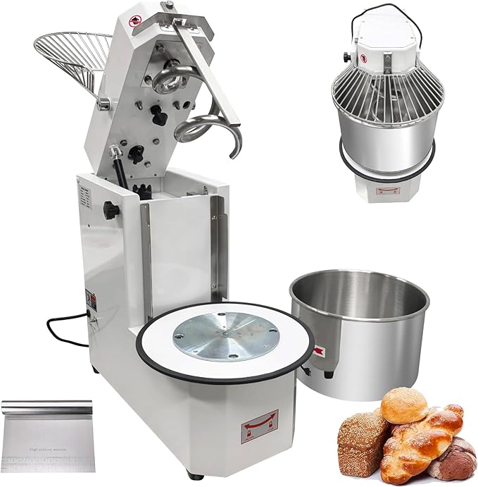 INTSUPERMAI Commercial Dough Mixer Machine Electric Food Mixer with Removable Bowl Double Action Double Speed Dough Kneading Machine for Schools Bakeries Restaurants Pizzerias 110V 30 L/30 QT Capacity