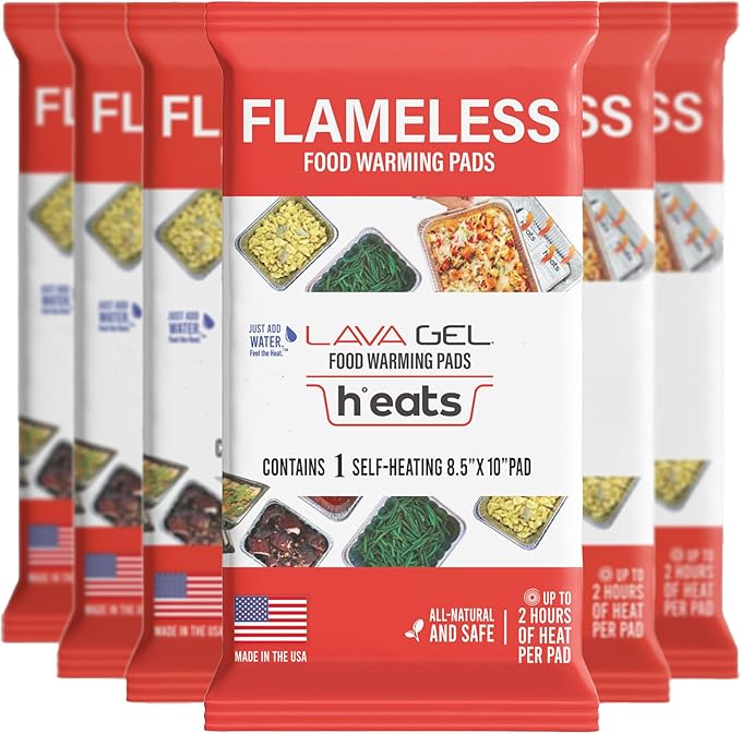Flameless Food Warmers (6 Pack) – Disposable Pads to Keep Food Warm – Half Size Pan Warmers for Catering, Buffet, Parties & Chafing Dishes