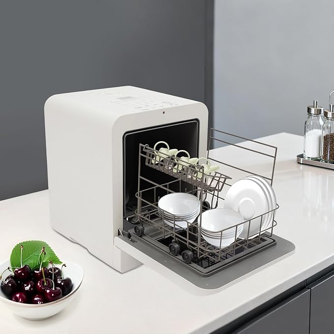 Portable Countertop Dishwasher with Drying Function, Compact Energy Saving Dishwasher for Apartments/RVs, Smart Mini Dishwasher For Apartments,Dorms,Rvs,Kitchens