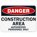Danger Construction Area Sign, Authorized Personnel Only Sign, 18x24 Inches, 3M EGP Reflective .080 Aluminum, Fade Resistant, Easy Mounting, Indoor/Outdoor Use, Made in USA