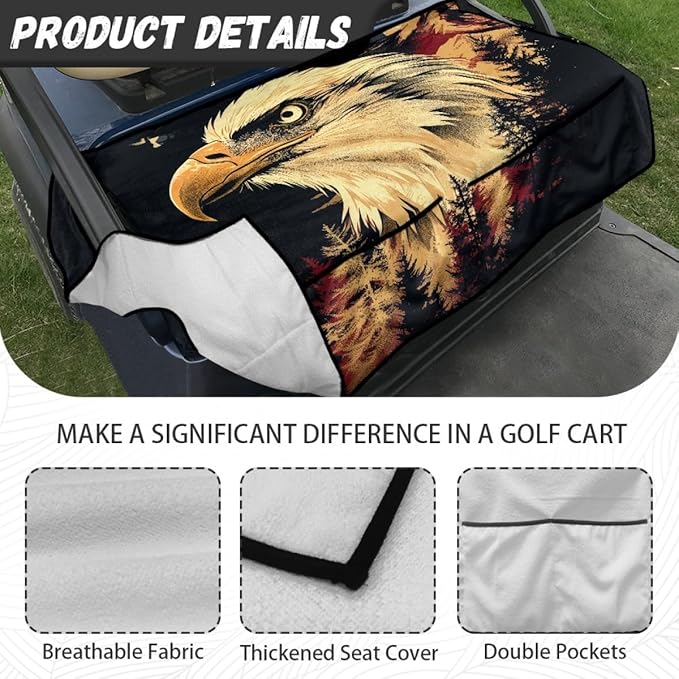 Golf Cart Seat Cushion Cover with Durable Waterproof Layer and Non-Slip Backing, Designed for Daily Use on Golf and Utility Carts