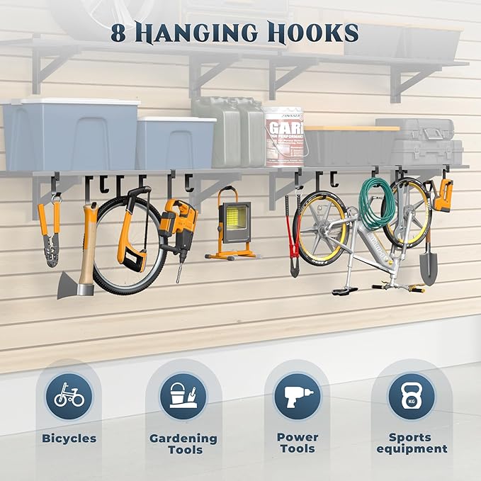 2-Pack 1x4ft Heavy Duty Garage Shelving, 1' x 4' Garage Wall Shelving Wall Mounted (2pack-1x4ft)