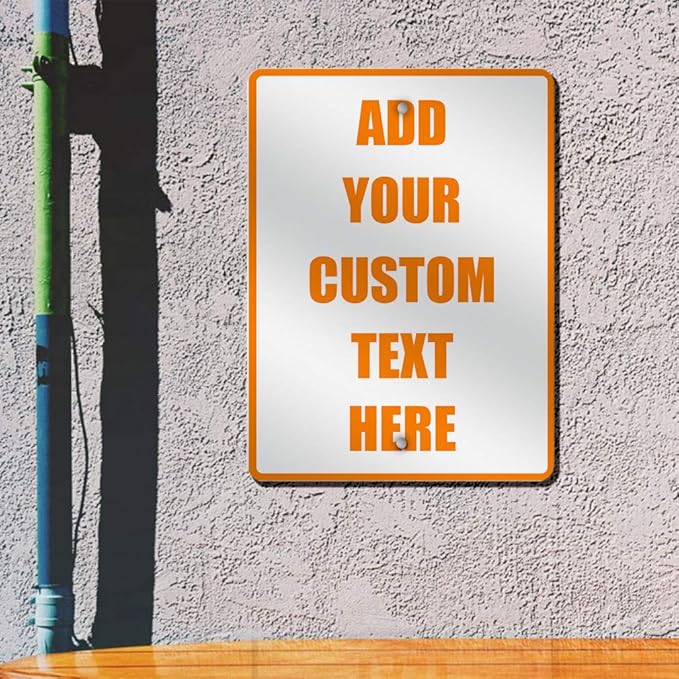 Aluminum Weatherproof Metal Sign Multiple Sizes Custom Personalized Text Here White Orange Warning Vertical Street 18x24Inches