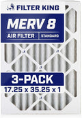 Filter King 17.25x35.25x1 Air Filter | 3-PACK | MERV 8 HVAC Pleated A/C Furnace Filters | MADE IN USA | Actual Size: 17.25 x 35.25 x .75"