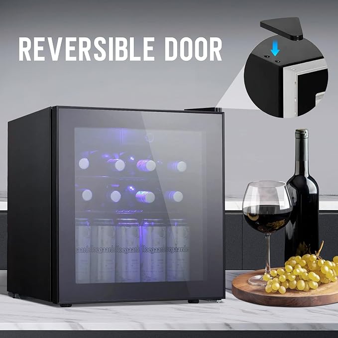 Antarctic Star Mini Fridge Cooler - 70 Can Beverage Refrigerator Glass Door for Beer Soda or Wine –Small Drink Dispenser Machine Removable for Home, Office or Bar Chiller, 1.6cu.ft