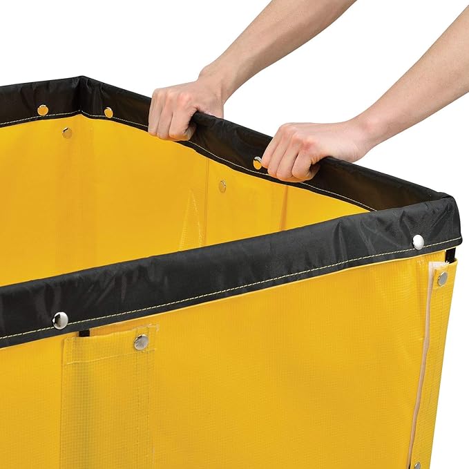 Global Industrial 12 Bushel, Yellow Vinyl Basket Bulk Truck, Unassembled, 36" L x 26" W x 33-1/2"H, Rolling Laundry Cart, Commercial Material Handling Cart with 4" Casters
