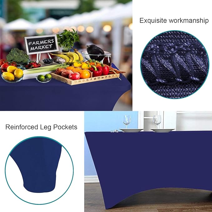 RELIANCER 1 Pack Stretch Spandex Table Covers for Rectangular Tables,8FT Elastic Fitted Tablecloth,Universal Rectangular Table Cloth Protector for Outdoor Party,Wedding,Bar,Birthday,Banquet,Events