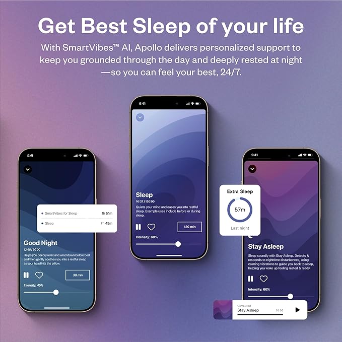 Bundle of Apollo Neuro Wearable (Glacier) & 12-Month SmartVibes AI Membership + Sleep Band (Gray)