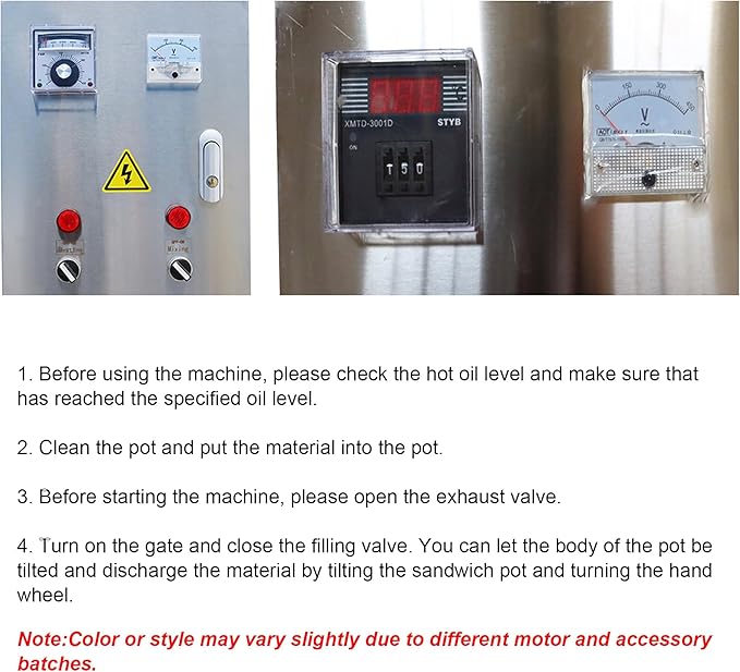 Jacketed Kettle 26.5Gallon Jacketed Kettle Large Electronic Tilting Sugar Jam Gas Boiling Machine Commercial Electric Jacketed Pot with Stirring and Edge Scraping 220V 60HZ Three-phase 1100W