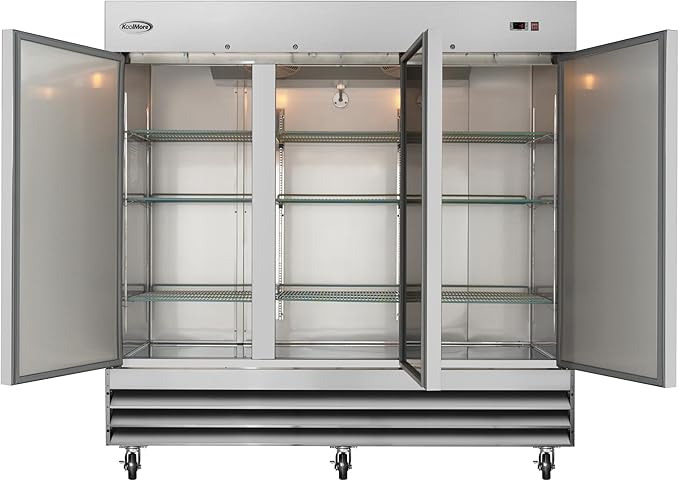 KoolMore 82" 3 Door Stainless Steel Upright Commercial Reach-in Freezer - 72 cu. ft, Model:RIF-3D-SS