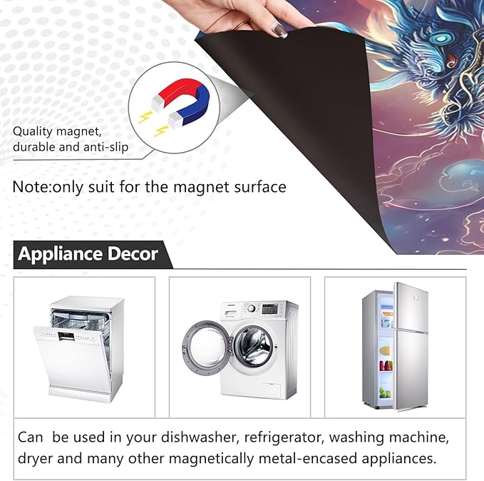 Beautiful Dragon Dishwasher Magnet Cover Front Dishwasher Cover Magnetic Home Cabinet Decals Appliances Stickers Refrigerator Decor, 23x26in
