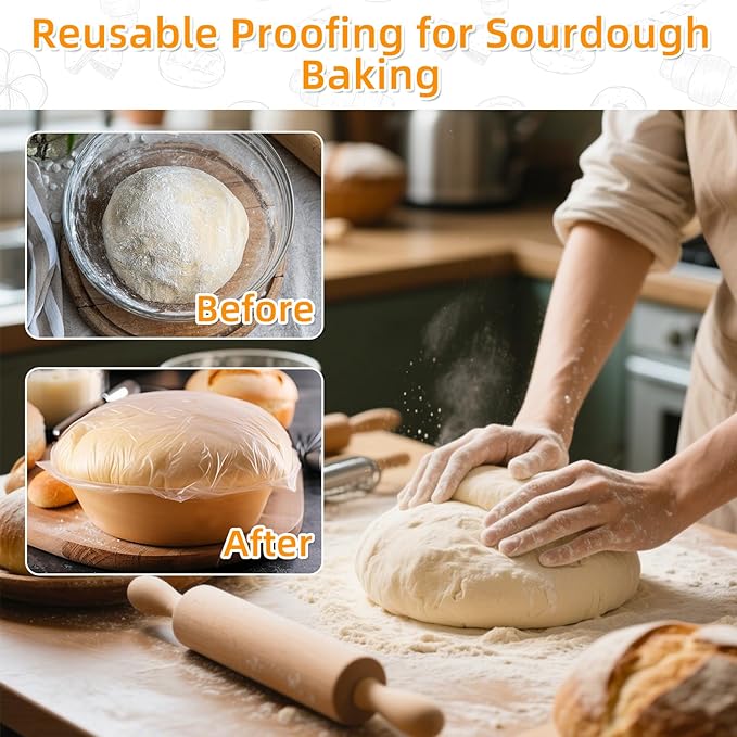 100 Extra Large Plastic Bowl Covers for Proofing Dough, Fits Bowls up to 21 Inch, Baking Pan Covers, Elastic Plastic Bowl Covers for Baking Pans/Pizza Dough Proofing Baking Supplies Accessories.