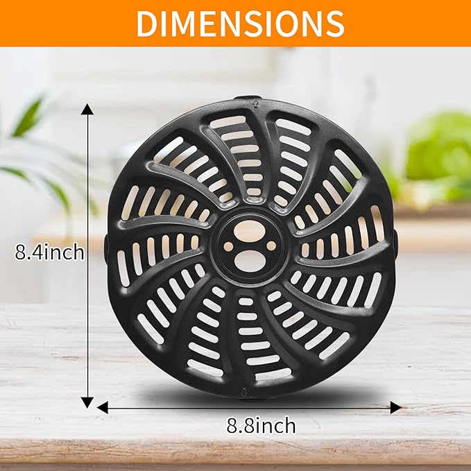 GWY Air Fryer Grill Pan for Gourmia GAF536 GAF556 GAF566 5QT Air Fryer, 8.8''×8.4'' Nonstick Air Fryer Replacement Tray Parts Rack Basket Accessories Grill Plate Crisper Plate with Rubber Bumpers