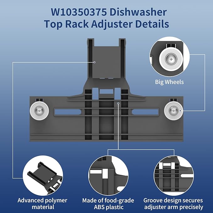 Upgraded W10350375 W10712395 Dishwasher Top Rack Adjuster Compatible with Whirlpool Dishwasher Parts, Includes W10195839 W10195840 10508950 W10250160 Part Replacement for kenmore Dishwasher, 10 PCS