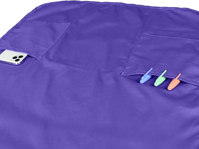 DALIX Apron Commercial Restaurant Home Bib Spun Poly Cotton Kitchen Aprons (2 Pockets) (1, Purple)