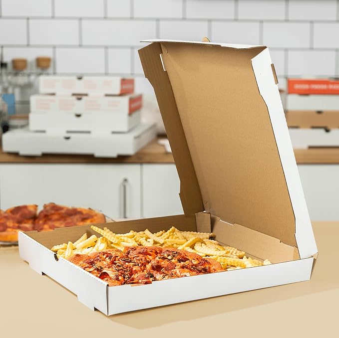 Karat Pizza Boxes 16" x 16" [50 Pack] White Corrugated Boxes | Ventilated, Grease-Resistant, Durable for Pizza or Mailing Use
