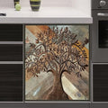 Stainless Steel Tree of Life Dishwasher Cover for Front, Wooden Door Refrigerator Cover Skin Decor, Birds Dishwasher Panel Decal, Ordinary 23" x 26"