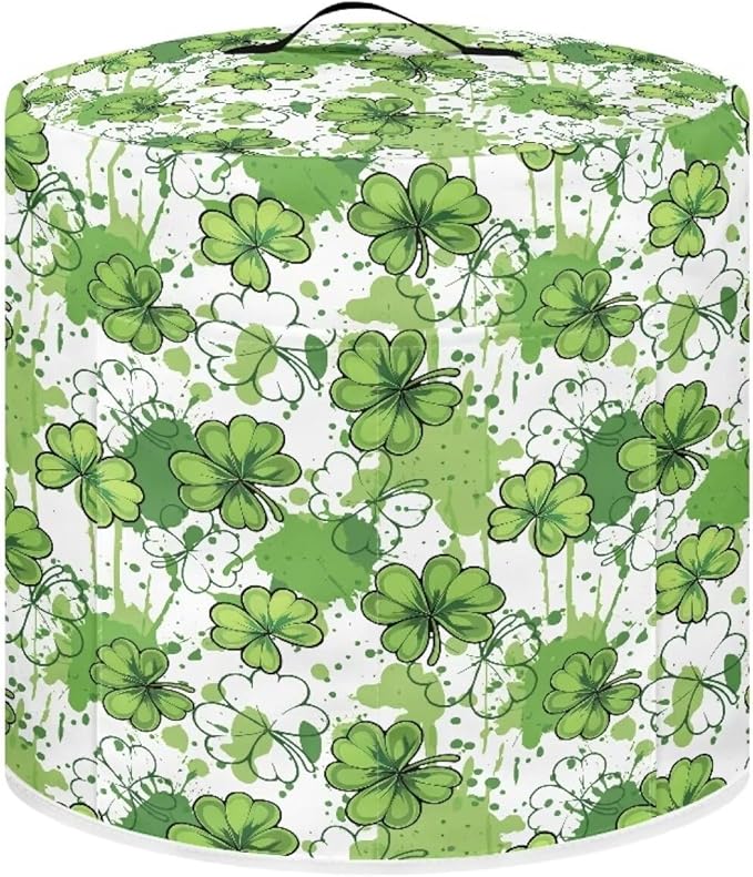 Xoenoiee Green Paint Shamrock Pattern Kitchen Appliance Dust Cover with Pockets, St. Patrick's Day Electric Pressure Cooker Cover Compatible with Crock Pot, Rice Cooker Cover, for 8 Qt Pot