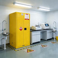 392 Gal Flammable Liquid Storage Cabinet with 3-Point Locking System and Adjustable Galvanized Shelves, Metal Flammable Storage Cabinet for Laboratory Chemical Storage, Gasoline Cans Yellow