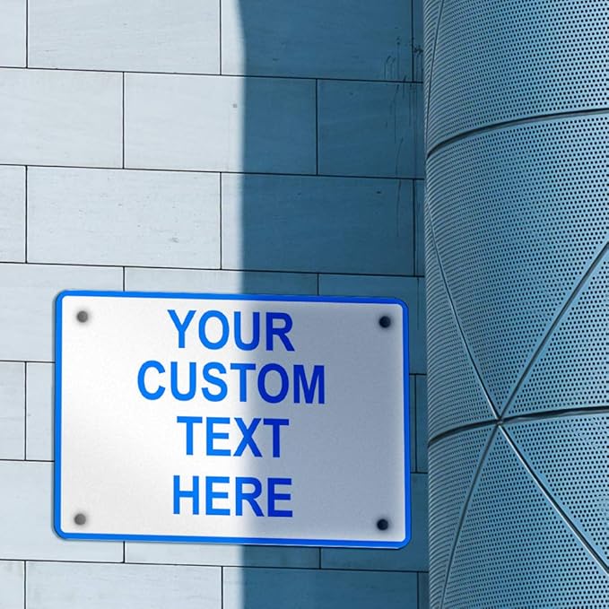 Aluminum Weatherproof Metal Sign Multiple Sizes Custom Personalized Text Here White Blue Notice Travel Horizontal Street Signs 10x7Inches
