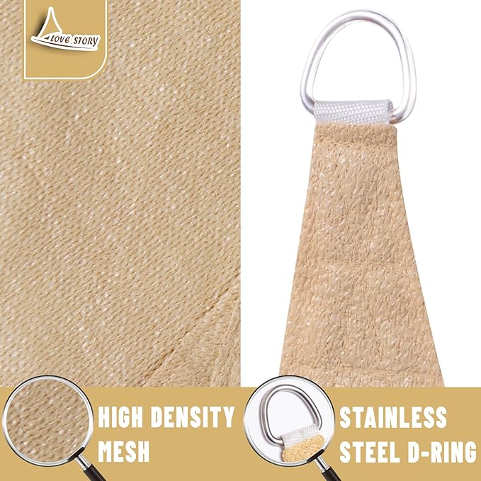 LOVE STORY Custom Size 20' x 23' Sand Sun Shade Sail Canopy Commercial Rectangle Sail Shade Fabric for Patio Garden Backyard Pool (Customized)