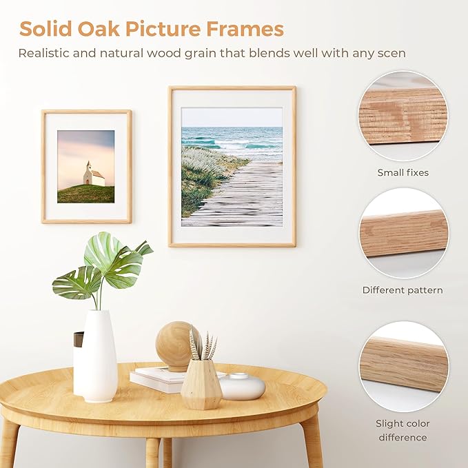 Axeman 24x36 Oak Poster Frame - Rounded Corner 24 x 36 Picture Frame Matted to 20x30 - Natural Oak Wood Frame with Tempered Glass for Wall Mount Display
