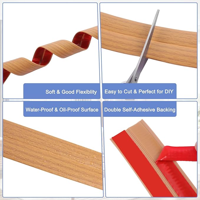 Wall Corner Protector Moulding Trim Peel and Stick Wall Corner Guards Trim Flexible Self Adhesive Edge Protector Moulding, 2.4 in x 10 Ft, Light Brown Wood