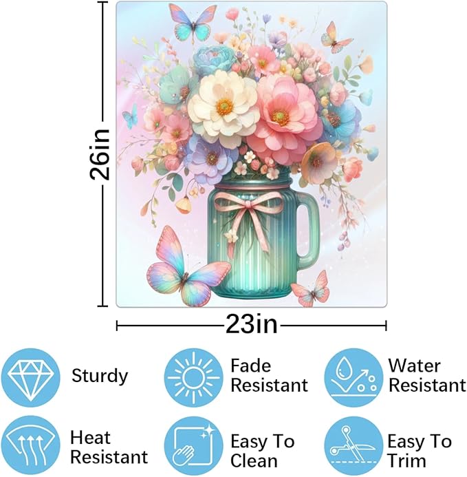 Flower Butterfly Dishwasher Magnet Cover for The Front Dishwasher Door Cover Panel Decals Magnetic Refrigerator Cover for Kitchen Farmhouse Home Decor 23 X 26 in
