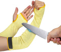Cut Resistant Sleeves With Thumb Hole,Thin Skin Arm Protection Sleeves And Bruising, kevlar Sleeves For Gardening, Welding, Kitchen,For Women, Men, Elderly (Yellow, 17.7 in)