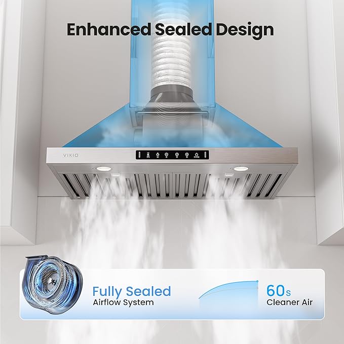 36 inch Pro Wall Mount Range Hood 980CFM, Direct 3 Speed Panel with Gesture & Touch Control, Ducted/Ductless Stainless Steel Kitchen Vent Hood, Delay Shut-Off, Includes Duct & Filter