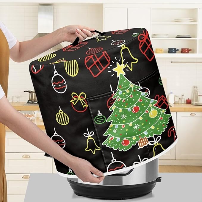 Christmas Tree Dust Cover Instant Pot and Extra Accessories Dust Proof Easy to Clean Pressure Cooker Cover Electric Appliance Cover Air Fryer Accessories with Storage Pocket Size M