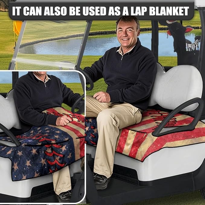 Golf Cart Seat Cushion Cover with Soft Towel Fabric and Waterproof Protection, Non-Slip Seat Protector for Golf Carts, Utility Carts and Community Vehicles