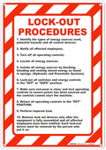 Brimar - 7" x 10" - Lock-Out Procedures Sign - Polyethylene Plastic - Easy Installation - Workplace Safety