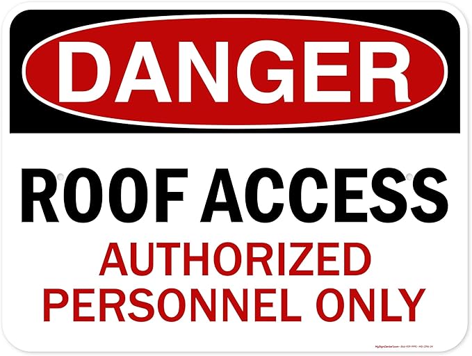 Danger Roof Access Authorized Personnel Only Sign, 18x24 Inches, Rust Free .063 Aluminum, Fade Resistant, Made in USA by My Sign Center