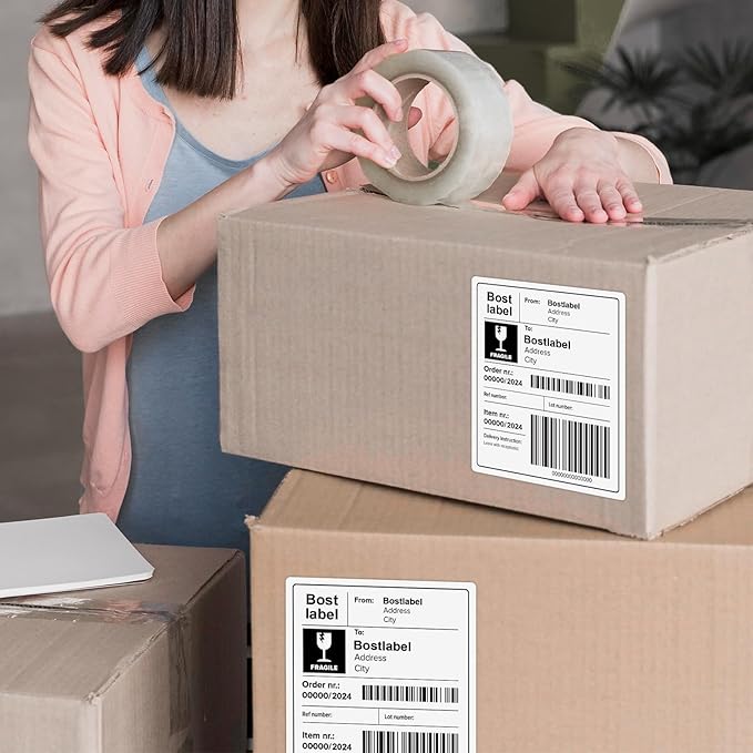 Bostlabels 500 Sheets 2000 Pcs 4 Up 4x5 White Shipping Labels for inkjet and Laser Printers, large Labels 4 per Sheet, Permanent Strong Adhesive A4 Size 4 Labels per Page Perfect for Mailing & Address
