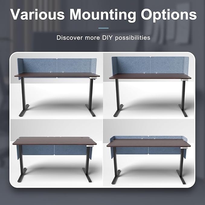 Desk Privacy Panel,2PCS L-Shaped Clamp-On Office Desk Divider,2-in-1 Adjustable Acoustic Desktop Partition Or Under Desk Modesty Screen,for Office,Home,Felt(Blue, 47.2" x 17.7")