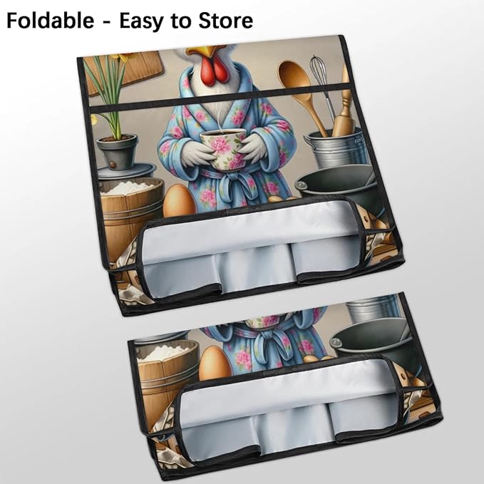 Kitchen Aid Mixer Cover Flower Rooster Funny Stand Mixer Cover Compatible with 6-8 Quarts Stand Mixers, Dust Covers with Zipper Pocket Foldable Washable Kitchen Aid Organizer Bag