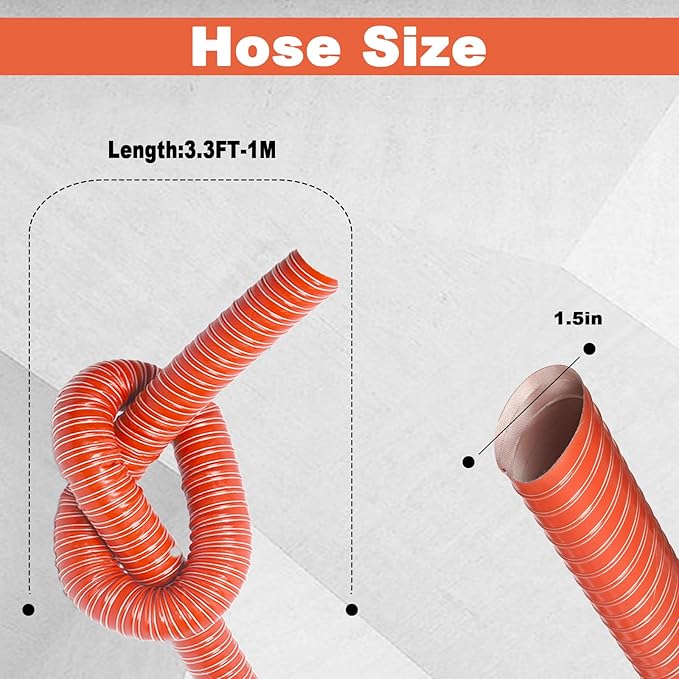 NOWBALL 1.5in Automotive Air Duct Hose, Length 1 Meter-3.3ft, 1.5" Silicone Flexible Cooling Ducting, 38mm High Heat Brake Exhaust Hose for Car, Garage, Dryer Air System