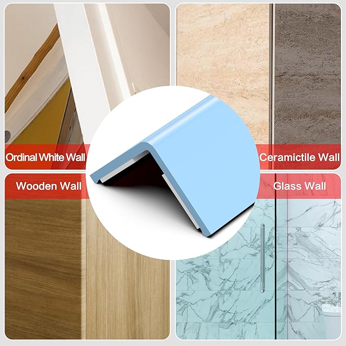 ‎Frychee Wall Corner Protector, Walls Edge Protector，Self-Adhesive Wall Corner Guards,PVC Double Side Edge Protector， Furniture Stairs Guard (Blue 2PCS 120cm/47.2in)