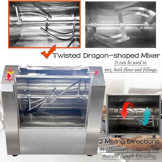INTSUPERMAI 110V Commercial Dough Mixer Machine 50 KG Kneading Capacity Electric Food Mixer Flour Mixer 3000W/4HP for Dough Mixing Kneading