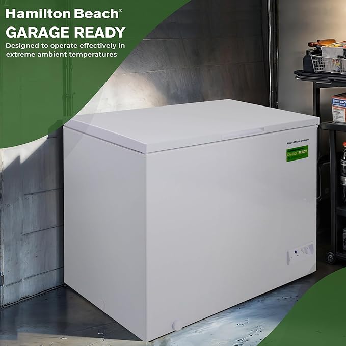Hamilton Beach, Chest Deep Freezer, 7 Cu. Ft. Capacity, Adjustable Thermostat-Removable Vinyl Coated Wire Basket-Easy Defrost Drain, White