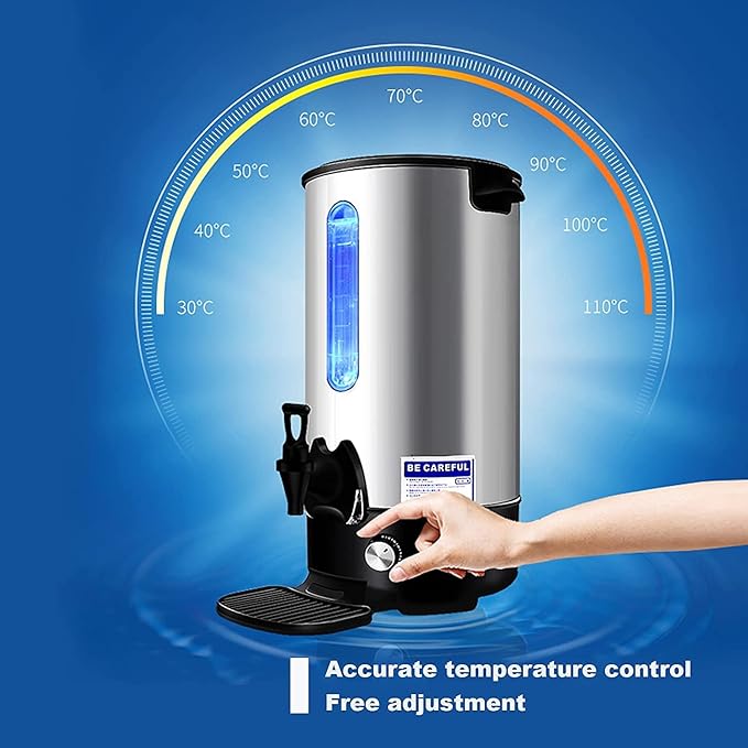 INTBUYING Stainless Steel Large Capacity Commercial 110V Hot Water Dispense Boiler Instant Boiling Machine Heater Electric Kettle Temperature Control for Coffee Tea with Faucet Tap-15.4L
