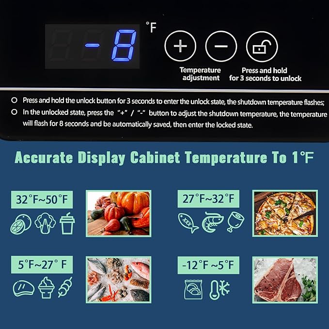 4.0 Cu.ft Compact Chest Freezer Ultra-low Temperature Deep Freezers (Down to -12 ℉) with TWO Removable Baskets Freestanding Black Small Mini Freezer for Home Kitchen Office