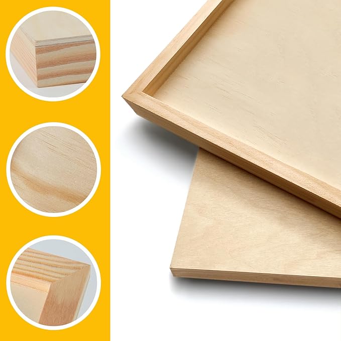 Falling in Art 2 Pack Unfinished Wooden Canvas Panels, 12x24 Gallery Birch Wood Panels Kit, 1 1/2" Deep Art Cradle Boards for Acrylic Painting, Pouring and Burning