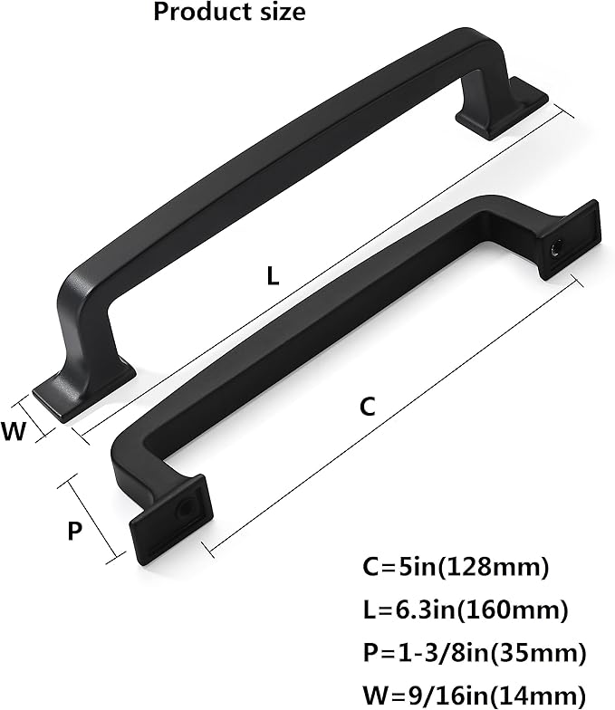 khtumeware 20 Pack Kitchen Handles - 5 Inch Black Cabinet & Drawer Pulls Matte Black Finish