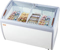 VEVOR Commercial Ice Cream Display Case, 12.8 Cu.ft Chest Freezer, Mobile Glass Top Deep Freezer, Restaurant Gelato Dipping Cabinet with 4 Wire Baskets, 2 Sliding Glass Doosr, Locking Casters, White