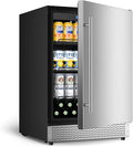 24’’ Outdoor Beverage Refrigerator, Built-In or Freestanding Drink Fridge 180 Cans, Undercounter Waterproof Stainless Steel Door, Outdoor Refrigerator for Patio & Commercial Use for Beer, Soda, Wine