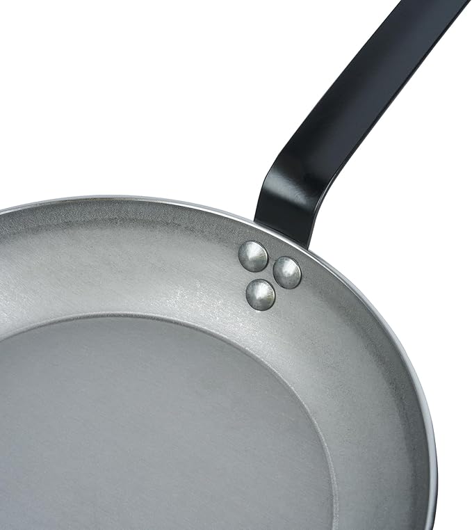 Restaurantware Met Lux 10 Inch Fry Pans, 6 No-Stick Frying Pans - Induction-Ready, Triple-Riveted, Silver Carbon Steel Cooking Skillets, Durable, For Searing, Sauteing, And Browning Food