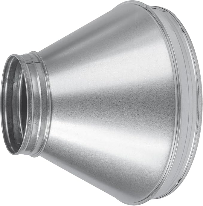 12"" to 6"" Inch Round Duct Reducer - Galvanized Steel Pipe Increaser - Coupling for Round Duct Ventilation Systems - Heating & Cooling, HVAC, Gray